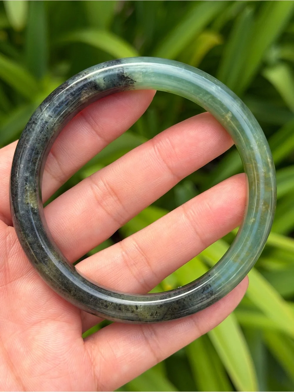 62mm inner diameter‎ half half green xiuyu jade bangle 1739
